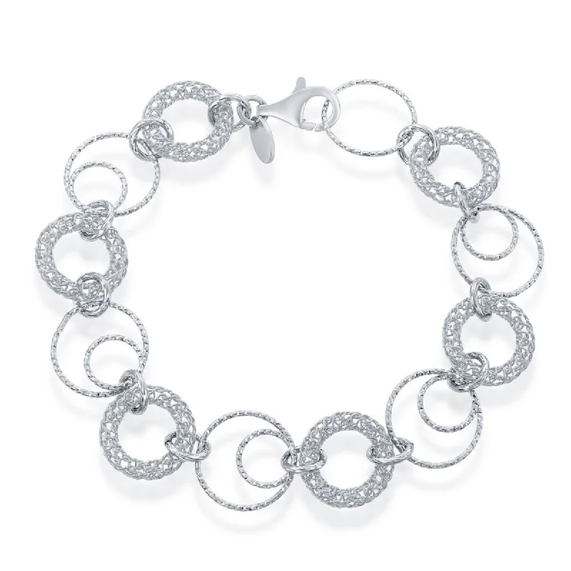 Classic Women's Bracelet - Sterling Silver Open Circles Link | S-4797