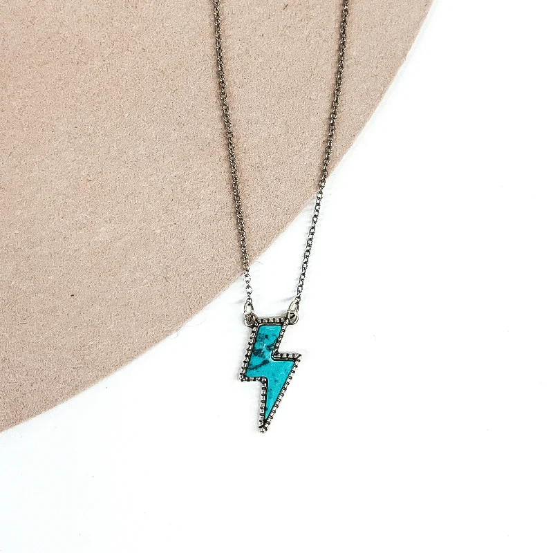 Lightning Bolt Stone Necklace in Turquoise