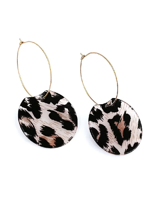 Luxury Pearl Earrings-Elba Leopard Hoop Earrings