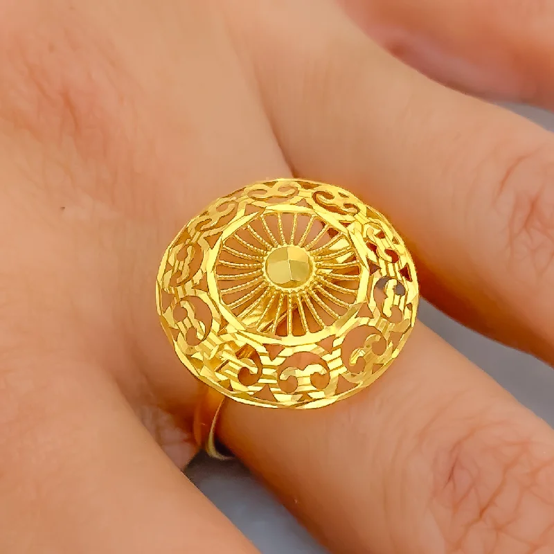 Elevated Round 21k Gold Ring