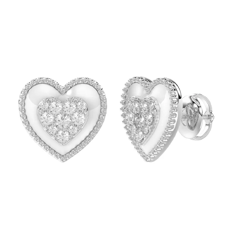 Large Statement Earrings-LADIES EARRINGS 0.33CT ROUND DIAMOND 14K WHITE GOLD