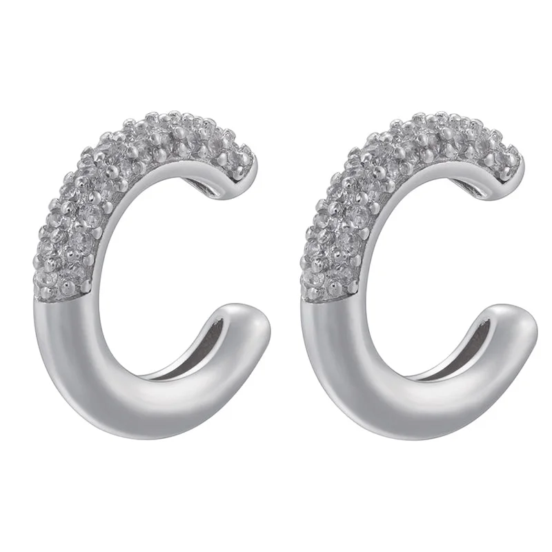 White Gold Color White Diamond 1 Pair