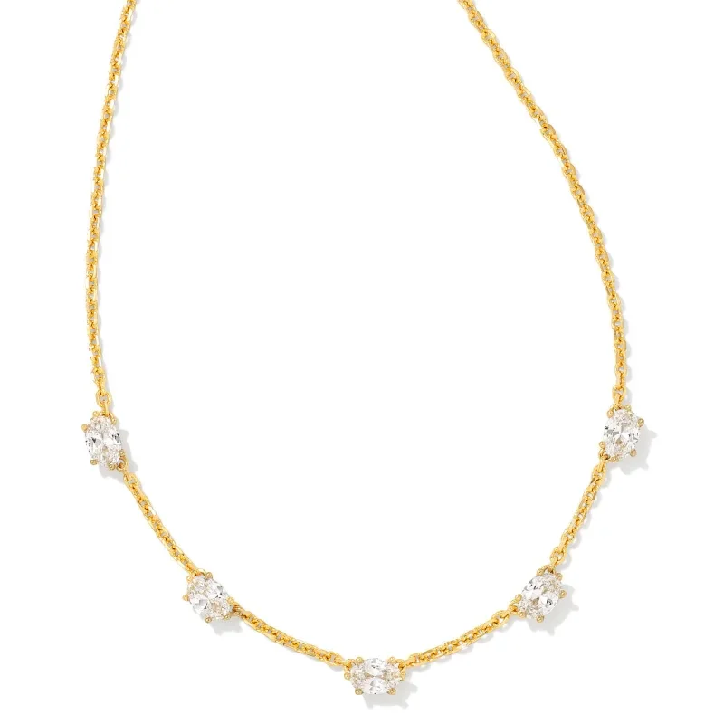 Kendra Scott | Cailin Gold Crystal Strand Necklace in White Crystal