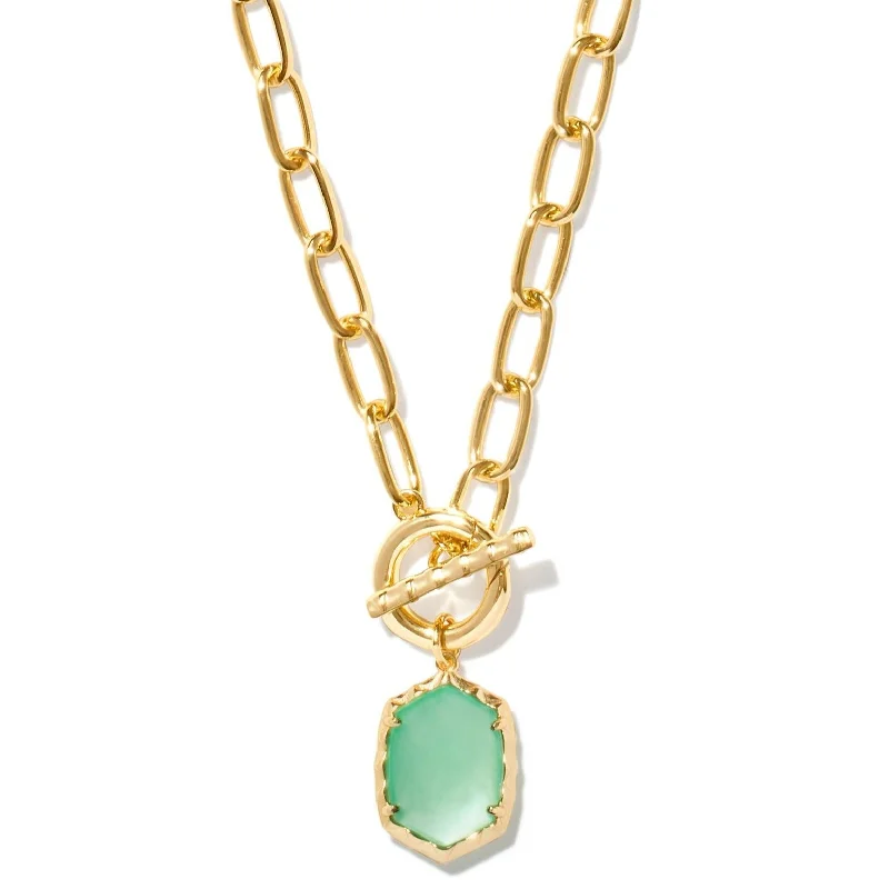 Kendra Scott | Daphne Gold Link and Chain Necklace in Light Green Mother of Pearl