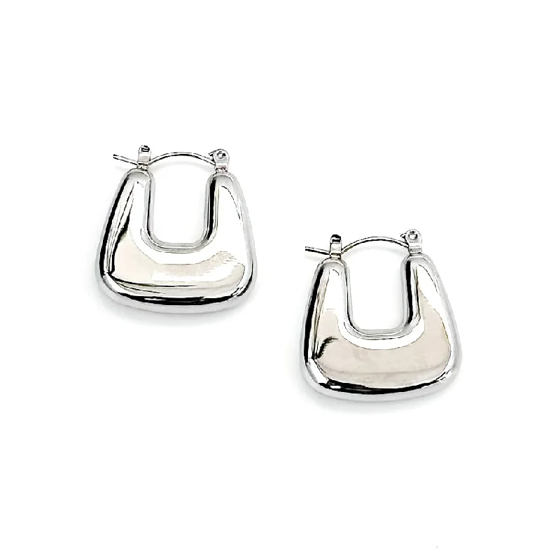 Geometric Stud Earrings-Edma Silver U-Hoop Earrings