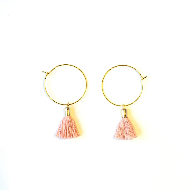 Diamond Drop Earrings-Big Hoop Violet Tassel Earrings