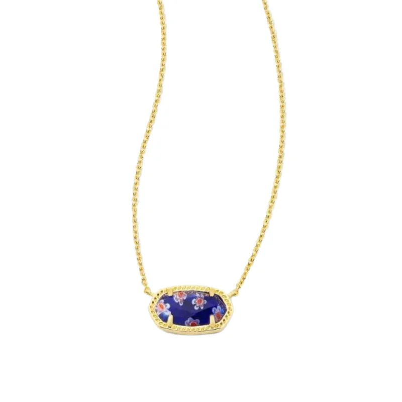 Kendra Scott | Elisa Gold Pendant Necklace in Cobalt Blue Mosaic Glass