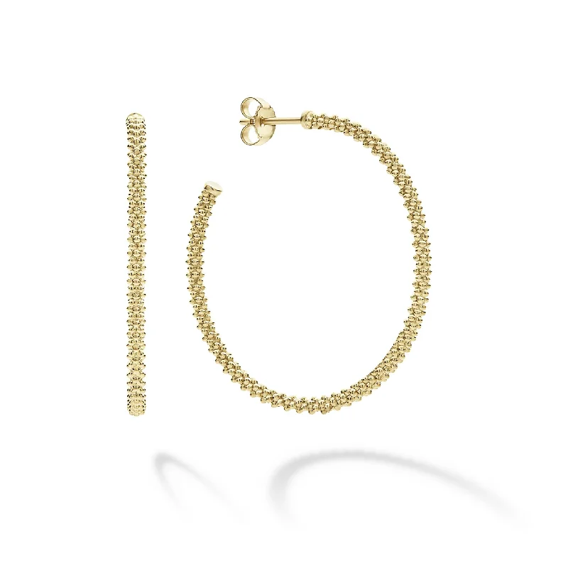 Pearl Hoop Earrings-Caviar Gold 18K Gold Caviar Hoop Earrings