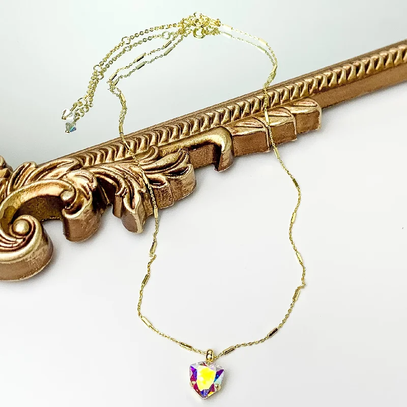 Sorrelli | Perfectly Pretty Crystal Pendant Necklace in Bright Gold Tone and Aurora Borealis