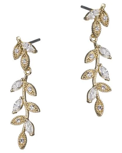 Triangular Drop Earrings-Vine CZ Drop Earrings