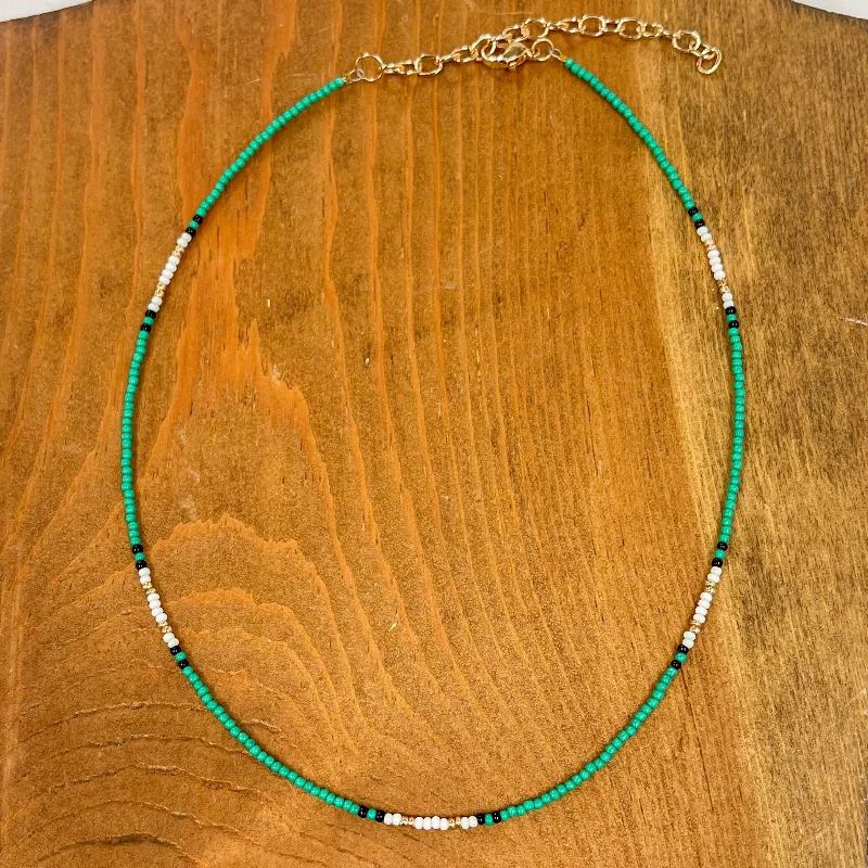 Navajo Inspired Beaded Necklace in Teal