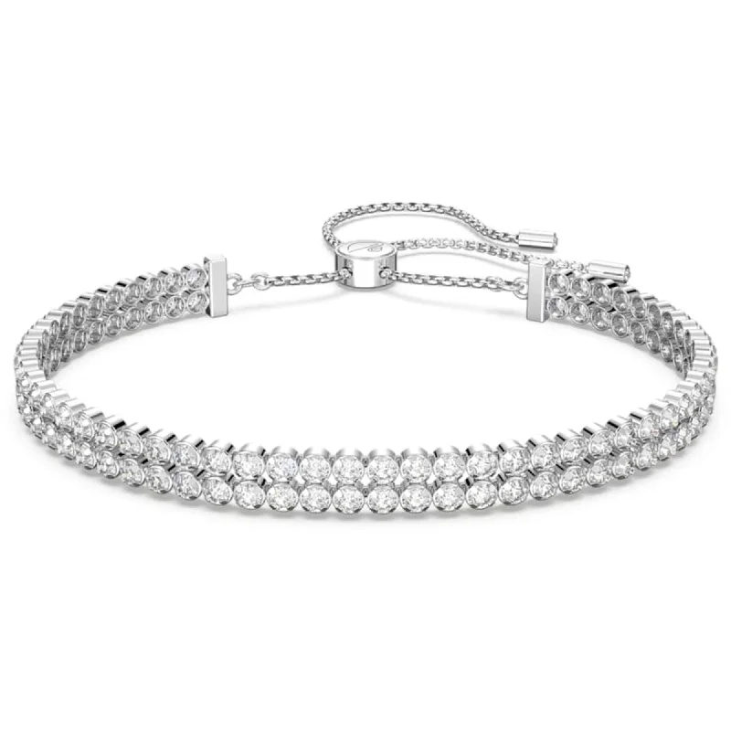 Swarovski Women's Bracelet - Subtle Crystals Two Strands Rhodium Plated | 5221397