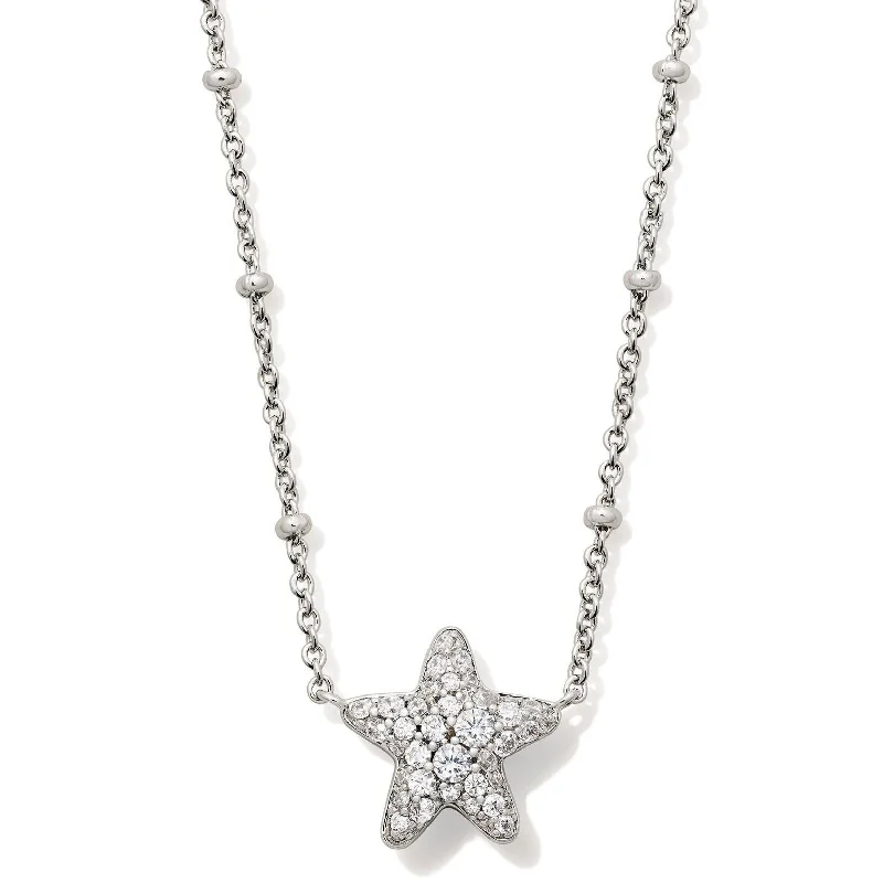 Kendra Scott | Jae Silver Star Pave Pendant Necklace in White Crystal