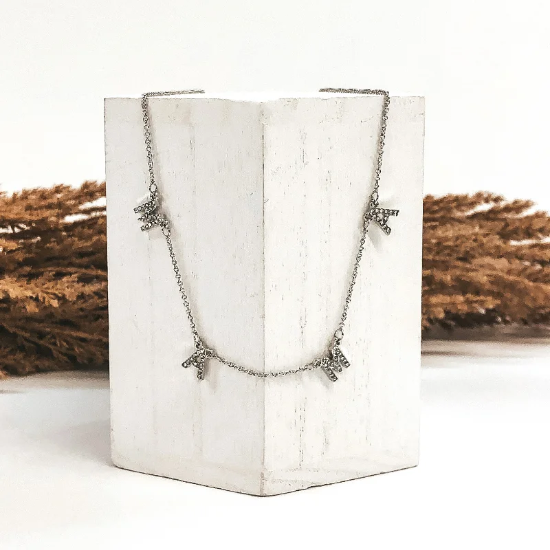 Mama Crystal Letter Necklace in Silver