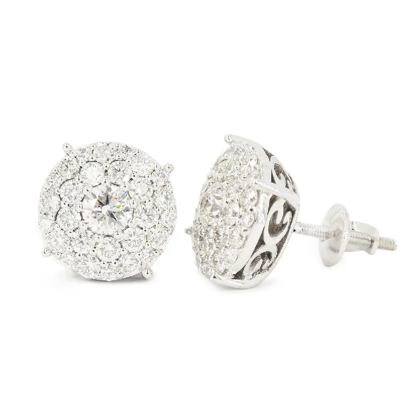 Cool Cuff Earrings-JDTK-CL1180W- 14K 2.2 CTTW DIAMOND CLUSTER MICRO PAVE EARRINGS