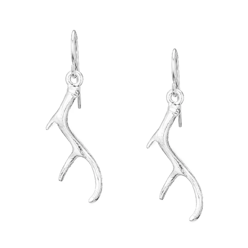 Tiny Stud Earrings-Silver Antler Earrings