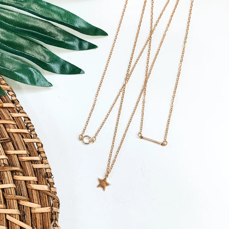 Star Trio Necklace Set in Gold