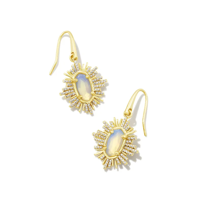 Kendra Scott | Grayson Sunburst Gold Drop Earrings in Iridescent Opalite Illusion