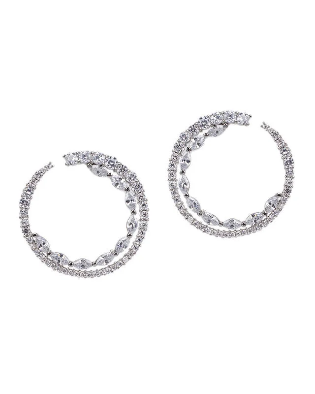 Tiny Stud Earrings-Round and Marquise Open Circle Earrings