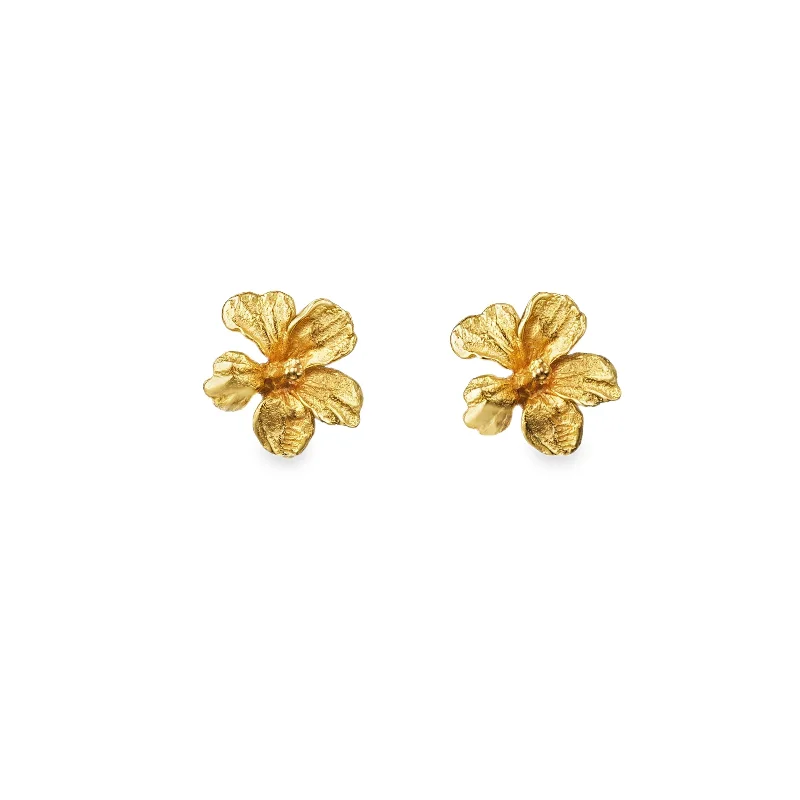 Party Drop Earrings-Gold Hibiscus Sweet Nectar Stud Earrings