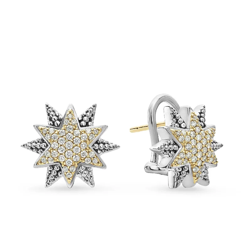 Cute Animal Earrings-North Star Two-Tone Star Diamond Earrings