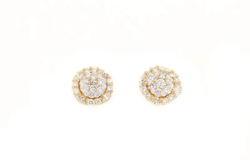 Triangular Drop Earrings-1.2CT Gold Diamond Earrings