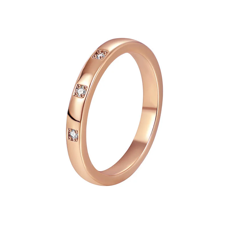 Rose Gold Three Diamond Ring