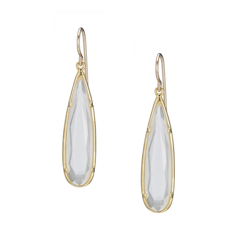 Large Statement Earrings-White Teardrop Dangle