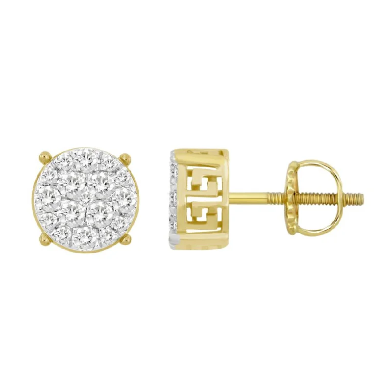 Classic Gold Earrings-LADIES STUD EARRINGS 0.50CT ROUND DIAMOND 10K YELLOW GOLD