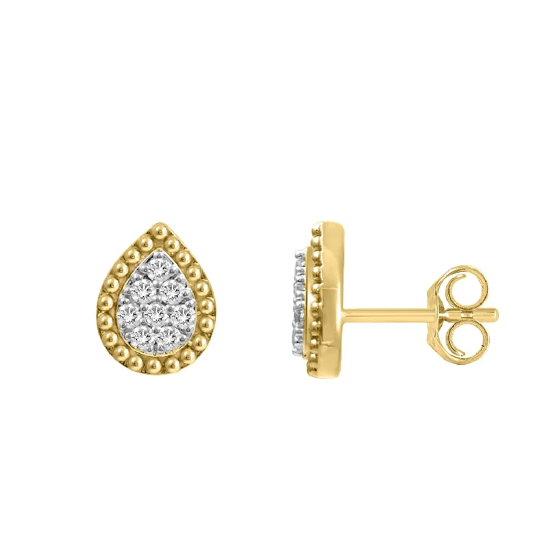 Wedding Earrings-LADIES EARRINGS 0.20CT ROUND DIAMOND 14K YELLOW GOLD