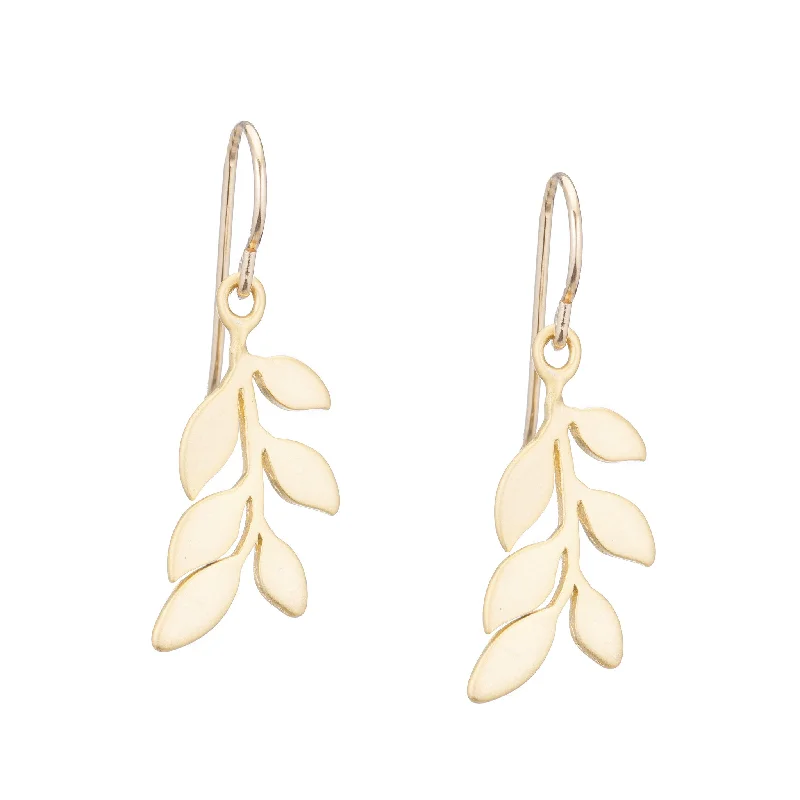 Fashion Hoop Earrings-Delicate Gold Leaf Dangle Earrings