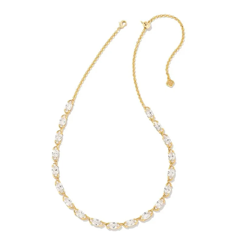 Kendra Scott | Genevieve Gold Strand Necklace in White Crystal