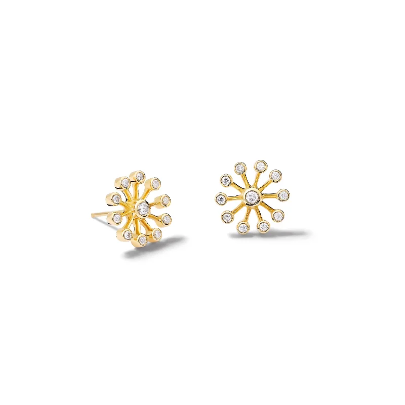 Handmade Gemstone Earrings-Astrantia Extra Small Earrings 18ct Yellow Gold - Diamond