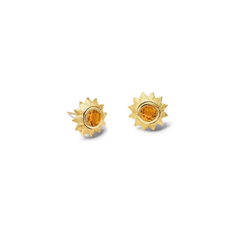 Elegant Drop Earrings-Sunflower Earring Halos Yellow Gold