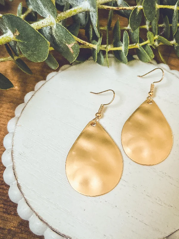 Unique Dangle Hoop Earrings-Beautiful Hammered Gold or Silver Drop Earrings