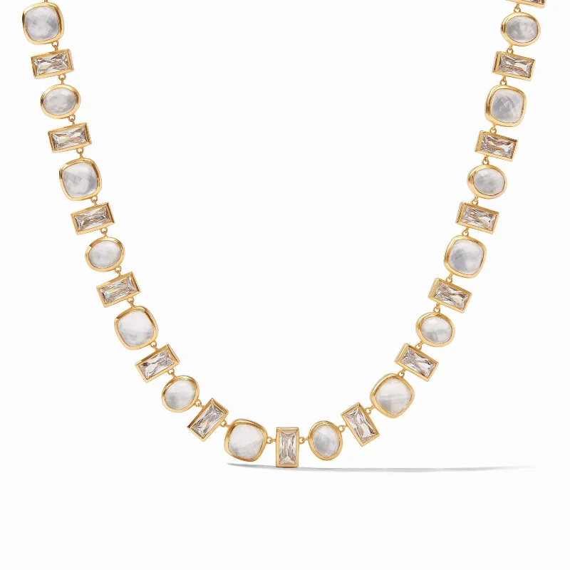 Julie Vos | Antonia Tennis Necklace with Iridescent Clear Crystals in Gold