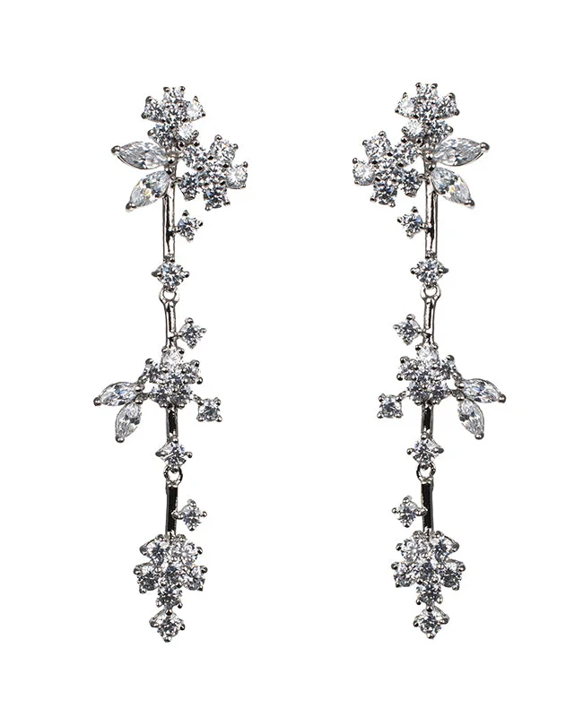 Luxury Diamond Earrings-Floral CZ Design Earrings