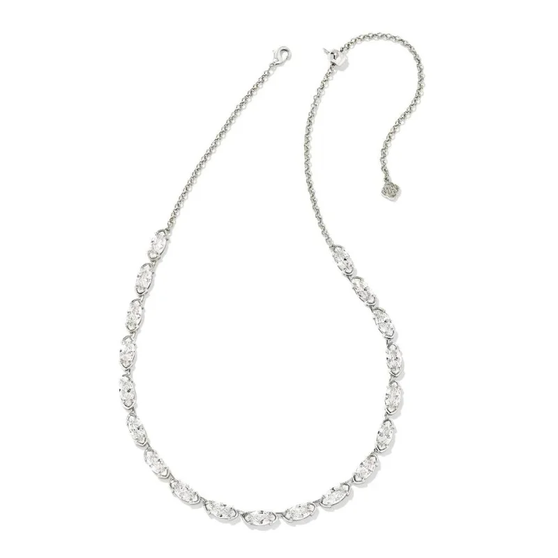 Kendra Scott | Genevieve Silver Strand Necklace in White Crystal