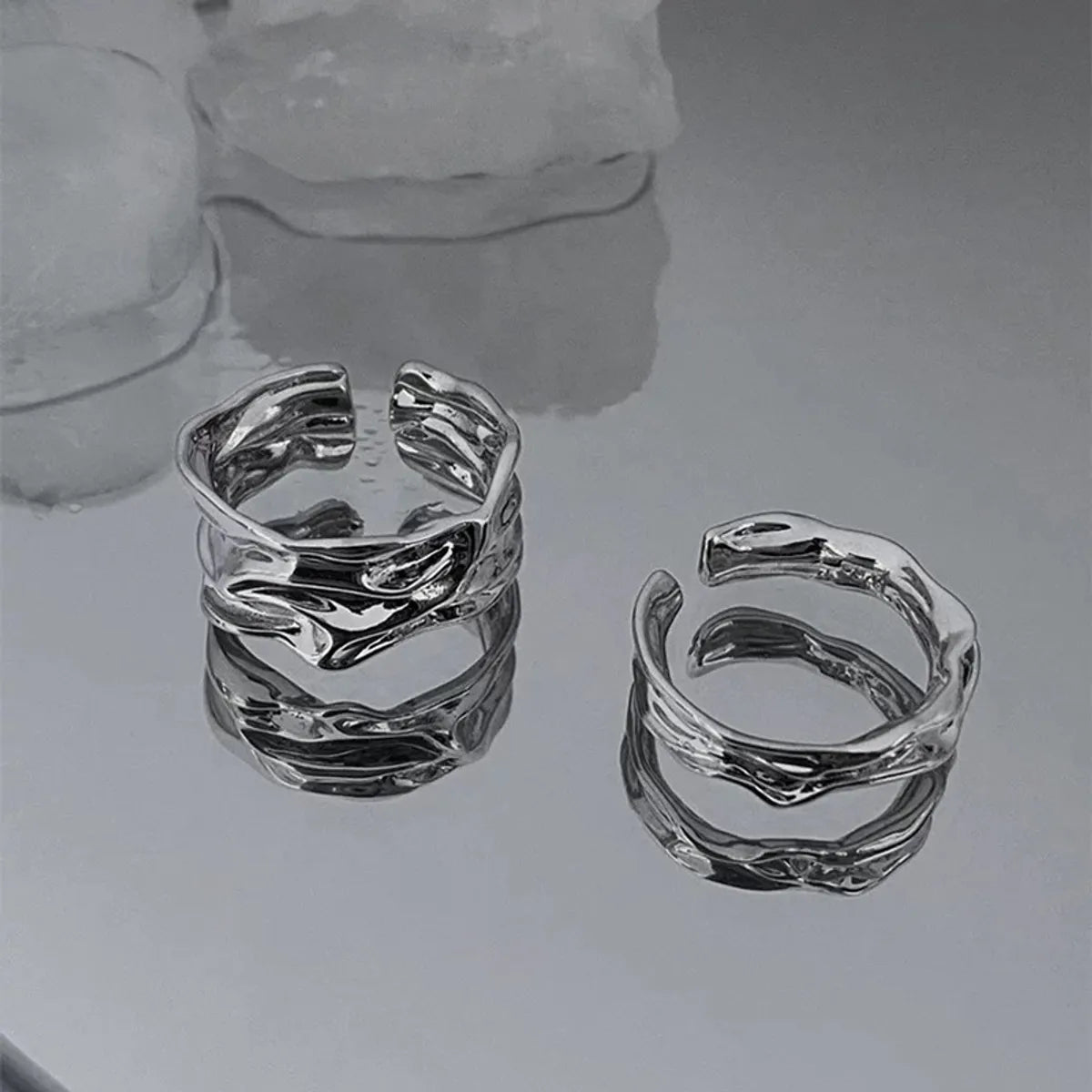 14# Silver Geometric Ring (Set of 2)