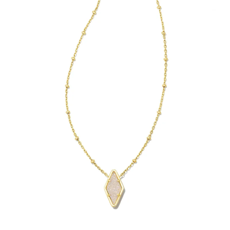 Kendra Scott | Kinsley Gold Short Pendant Necklace in Iridescent Drusy