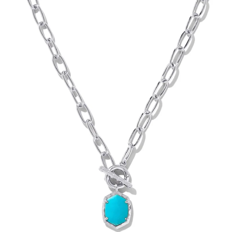 Kendra Scott | Daphne Silver Link and Chain Necklace in Variegated Turquoise Magnesite