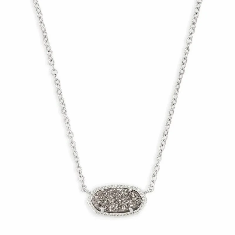 Kendra Scott | Elisa Silver Extended Length Pendant Necklace in Platinum Drusy