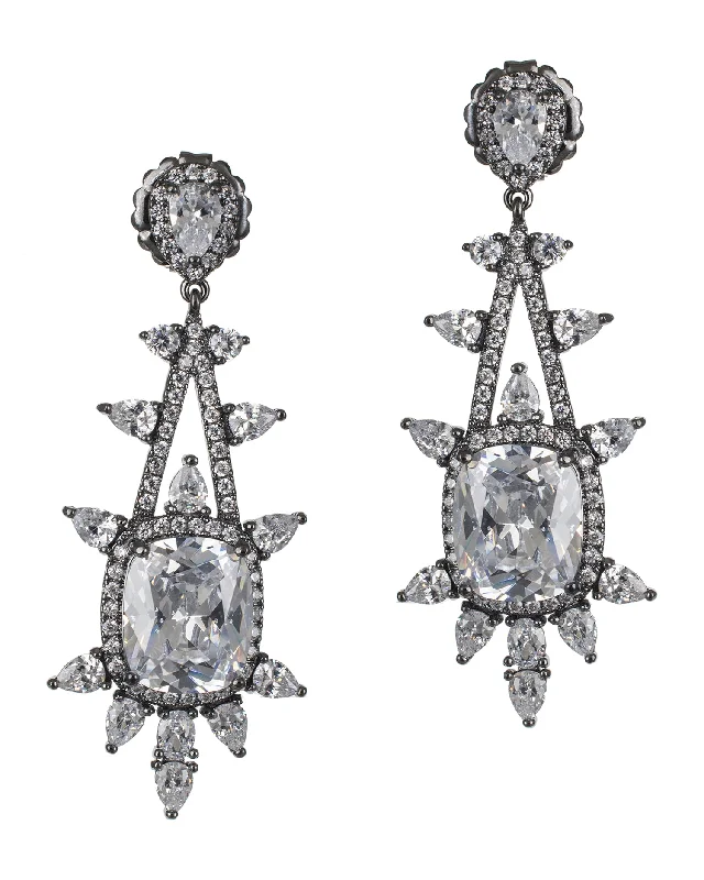 Oval Drop Earrings-Cushion CZ Drop Earrings