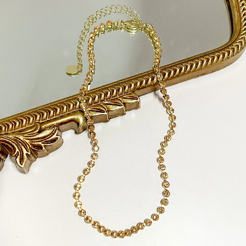 Sorrelli | Marnie Crystal Tennis Necklace in Bright Gold Tone and First Kiss