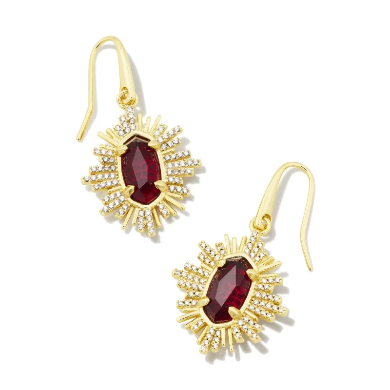 Kendra Scott | Grayson Sunburst Drop Earrings Gold Red Glass