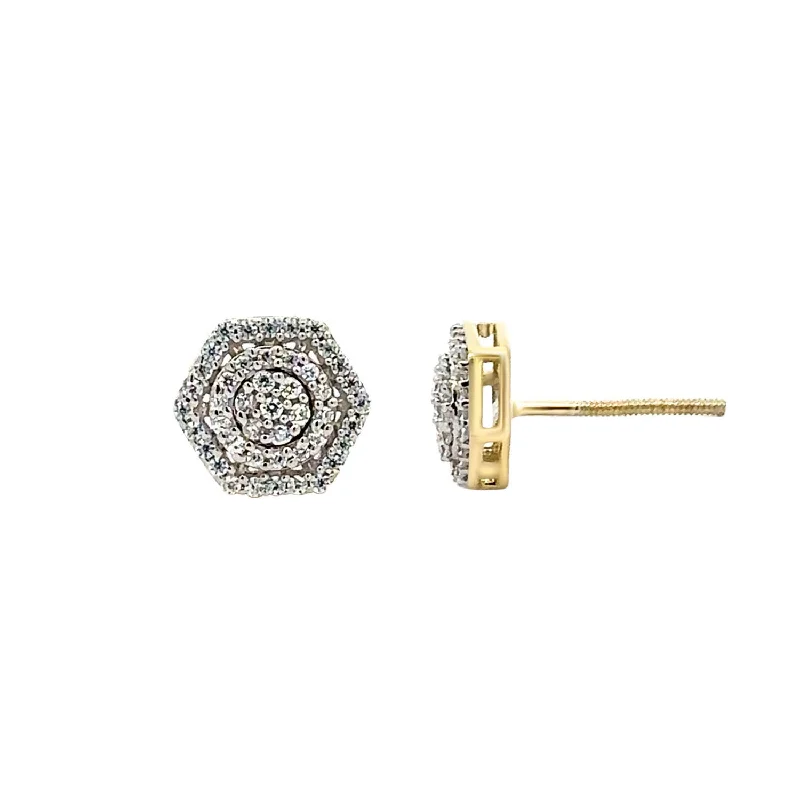 Cute Stud Earrings-LADIES EARRINGS 0.33CT ROUND DIAMOND 10K YELLOW GOLD