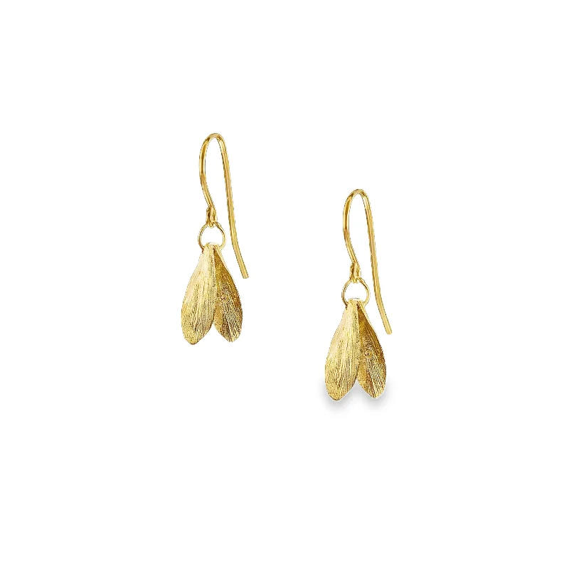 Unique Chandelier Earrings-Gold Mini Double Leaf Earrings