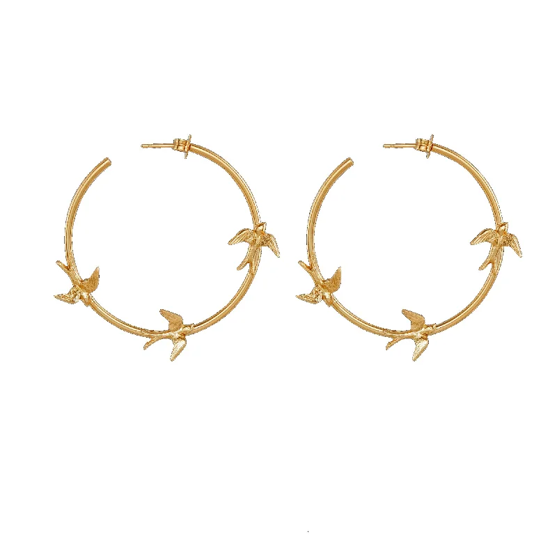 Triangular Earrings-Gold Flight of the Swallow Hoop Earrings