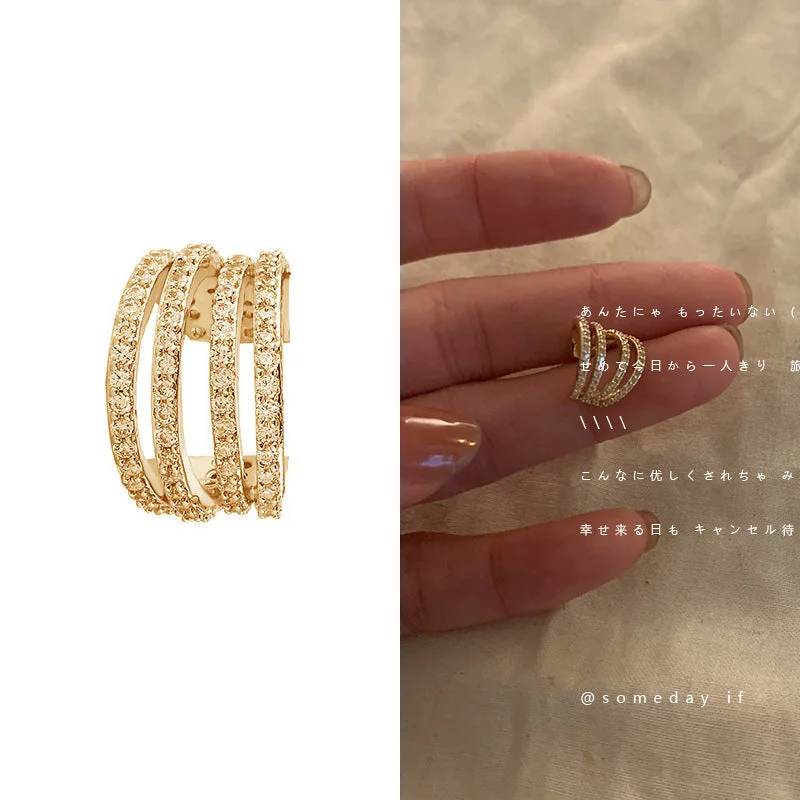 4#J0015 Four Rows Zircon Gold-Single