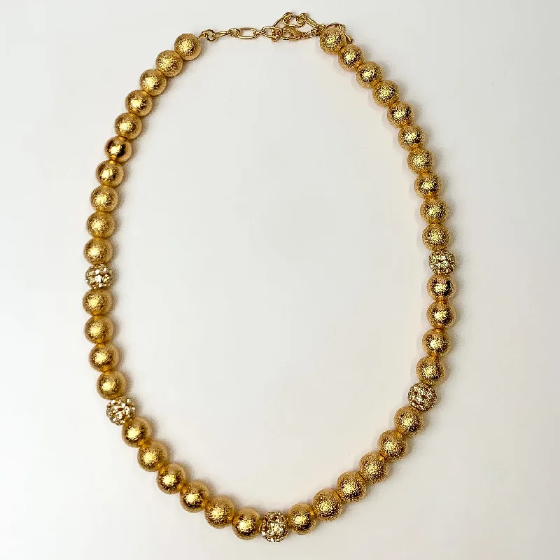 Gold Tone Necklace with Rhinestone Spacers